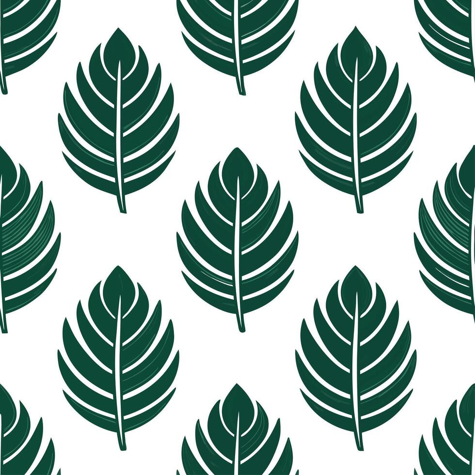 Bohemian tropical leaves seamless tiles pattern with eclectic leaf motifs and rich green hues perfect for creative spaces Set 2 vector