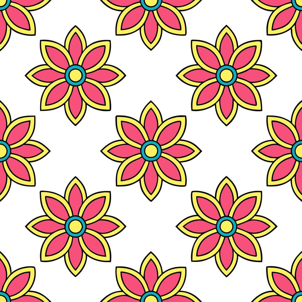 Bohemian seamless tiles pattern with eclectic floral motifs and rich vibrant colors perfect for creative spaces Set 3 vector