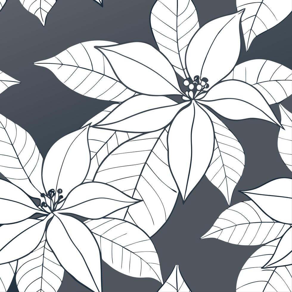 Bohemian poinsettia seamless tiles pattern with vibrant red blooms and intricate leaf details on white background ideal for eclectic spaces Set 10 vector
