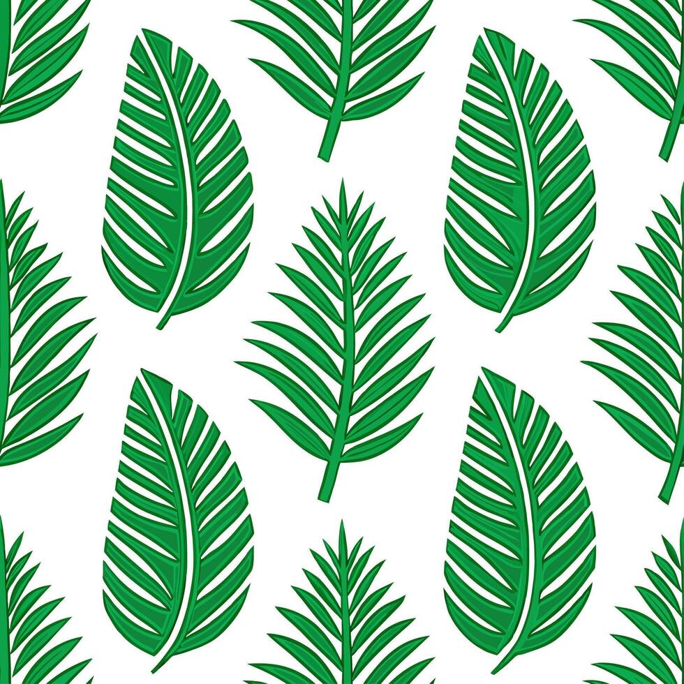 Art Nouveau fern seamless tiles pattern with flowing fern vines and intricate leaf details in emerald green tones for artistic interiors Set 5 vector