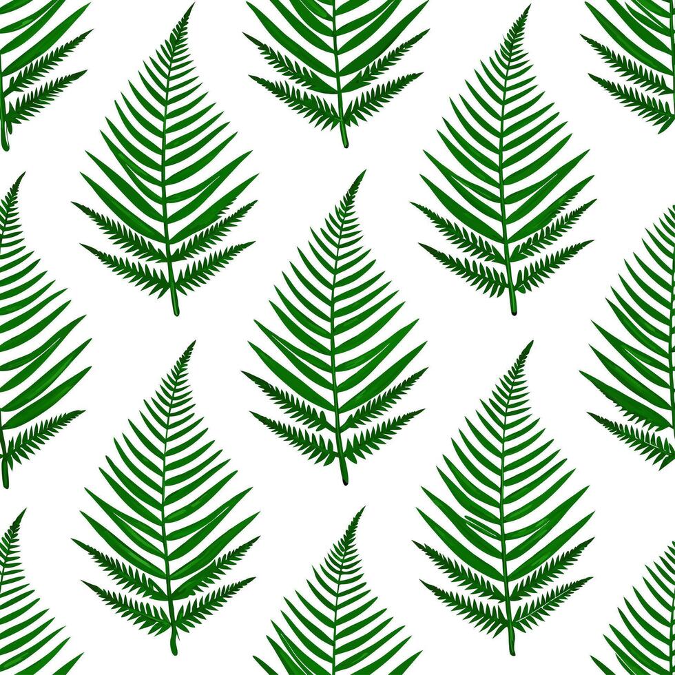 Art Nouveau fern seamless tiles pattern with flowing fern vines and intricate leaf details in emerald green tones for artistic interiors Set 3 vector