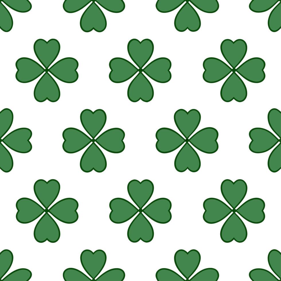 Abstract watercolor clover seamless pattern with splashes and drips on white background vector