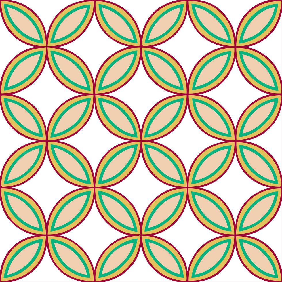Abstract geometric Pilea seamless pattern with vibrant hues and dynamic layout on white Set 3 vector