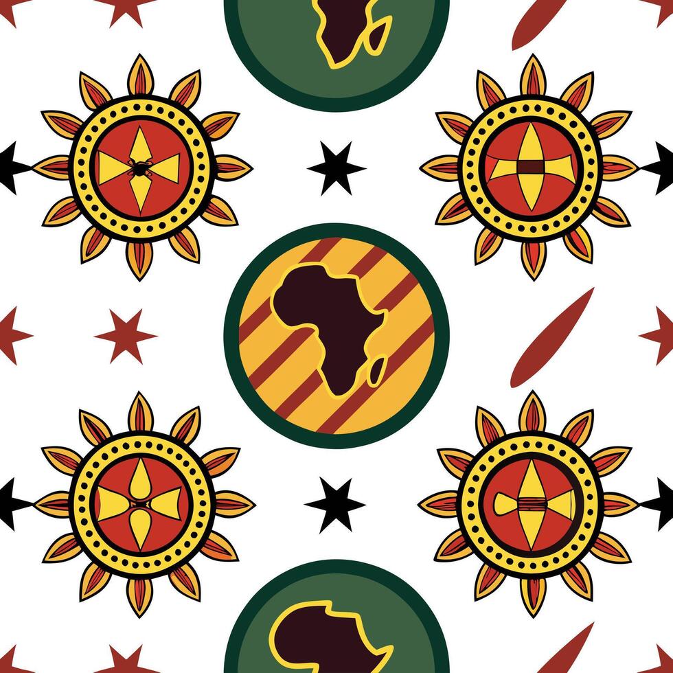 Create seamlessestiles patterns based on local African symbols incorporating vibrant color schemes and symbolic motifs concept as Design energetic tiles patterns that reflect the ric Dynamic Square vector