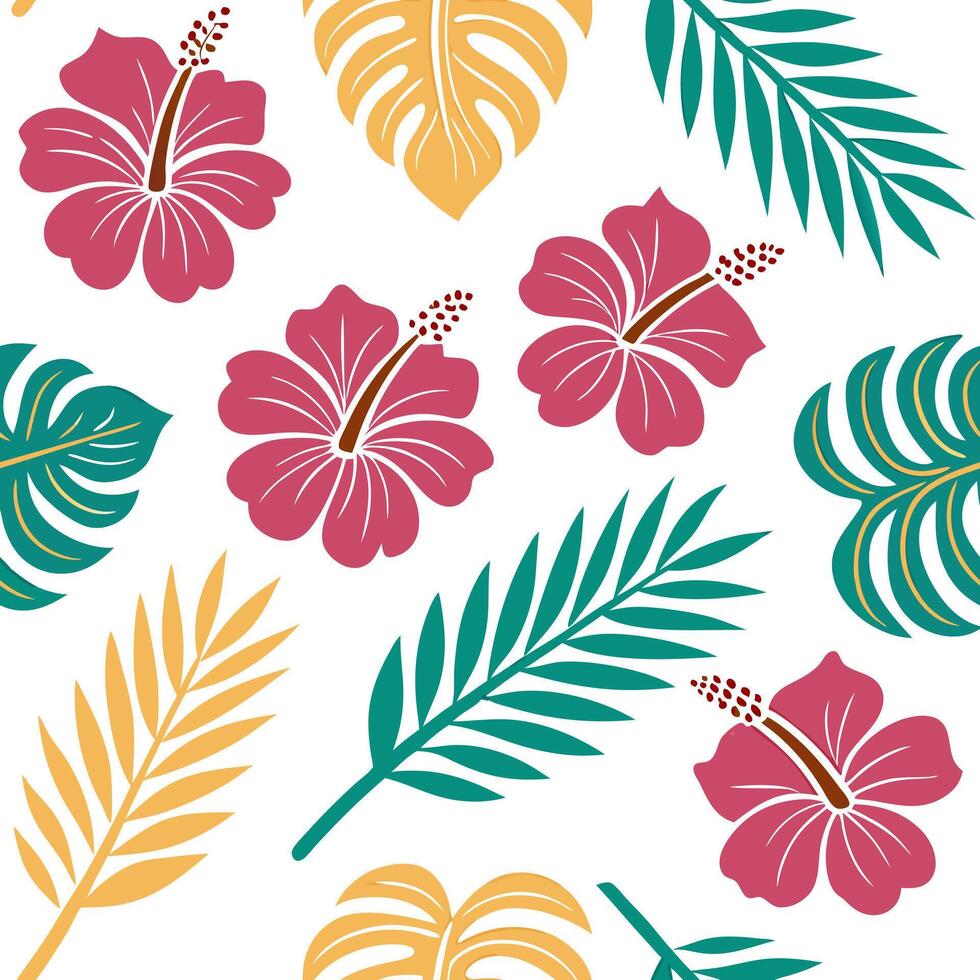 Design seamlessestiles pattern using the iconic symbols of Hawaiian culture focusing on tropical motifs and vibrant color schemes concept as Use the vibrant symbols of Hawaiian cult Dynamic Square vector