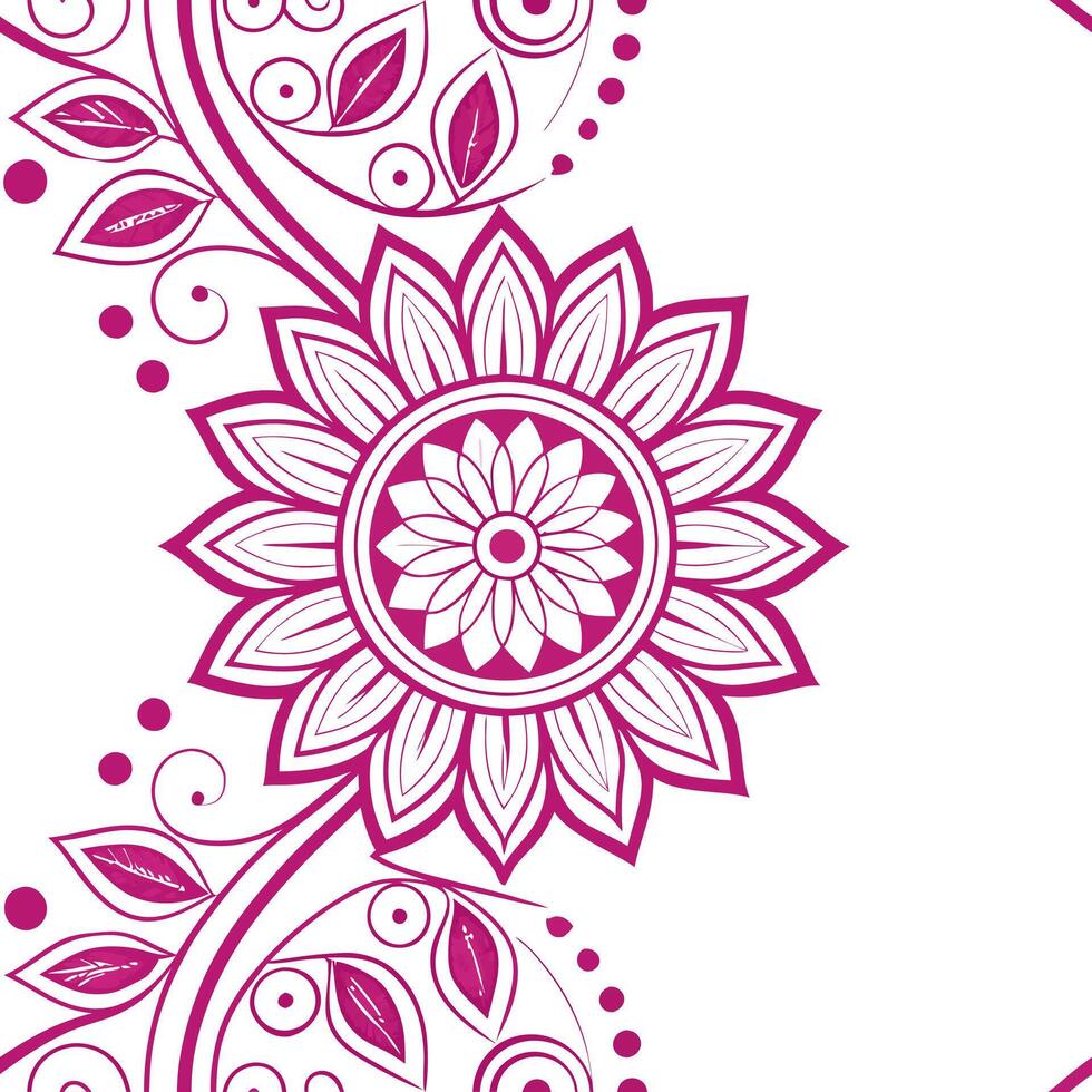 Elegant floral mandala seamless tiles pattern with intricate pink flowers on pure white background ideal for luxurious bathrooms concept as Intricate pink floral mandala on pure whi vector