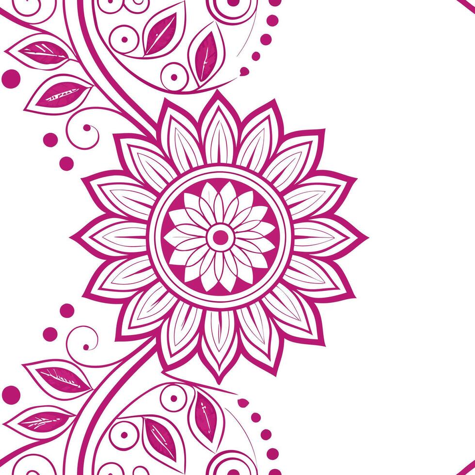 Elegant floral mandala seamless tiles pattern with intricate pink flowers on pure white background ideal for luxurious bathrooms concept as Intricate pink floral mandala on pure whi flat vector