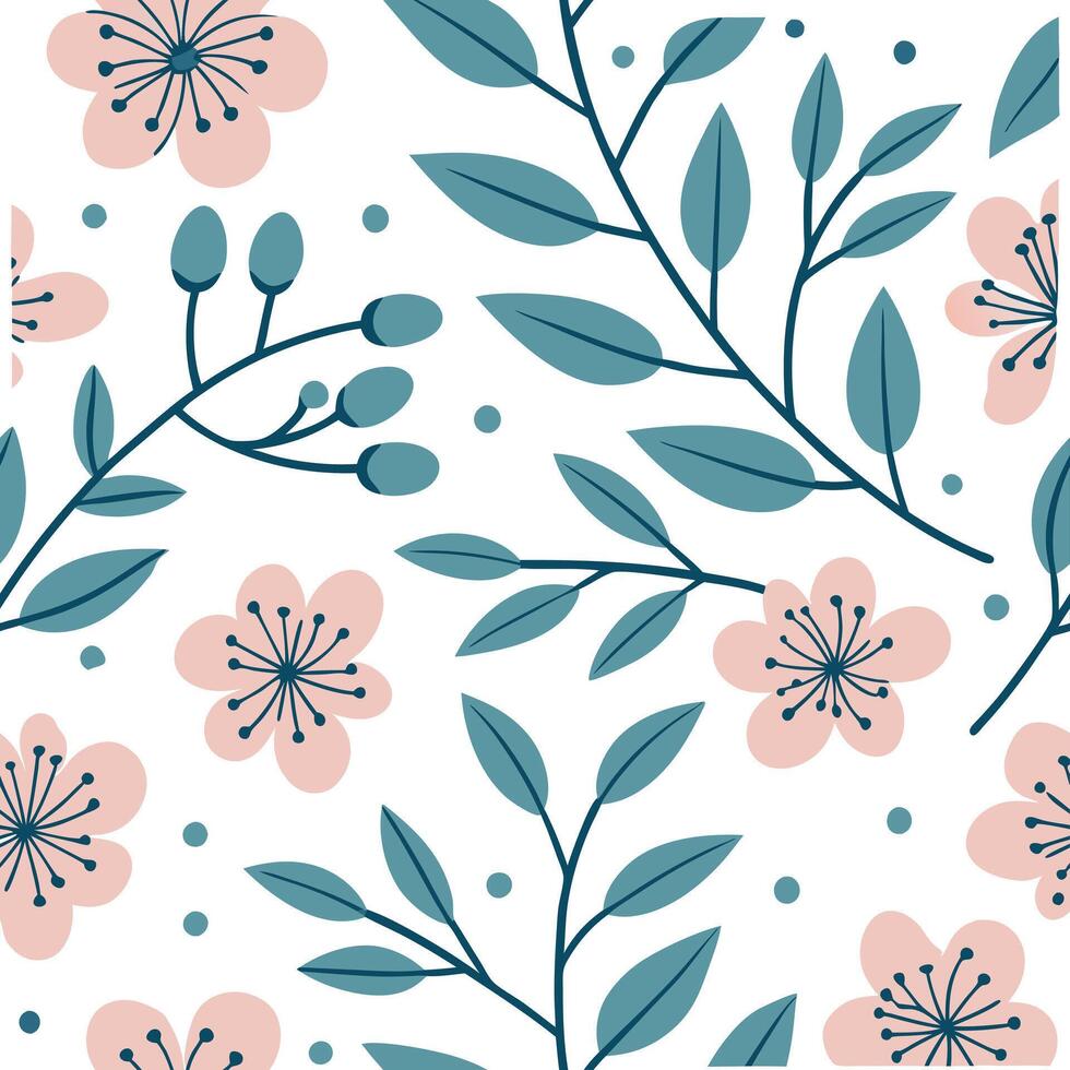 Elegant spring nature seamless pattern with delicate vine patterns and soft green hues for refined natural designs concept as Refined spring nature pattern featuring delicate vines flat Set 2 vector