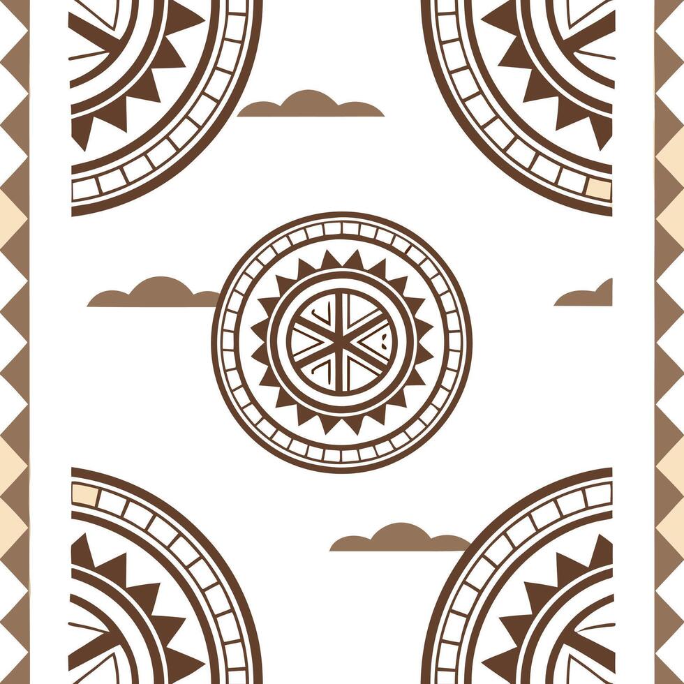 Ethnic graphics seamless pattern with traditional symbols and earthy color schemes for a grounded cultural look concept as Traditional symbols and earthy colors in ethnic graphics flat Set 4 vector