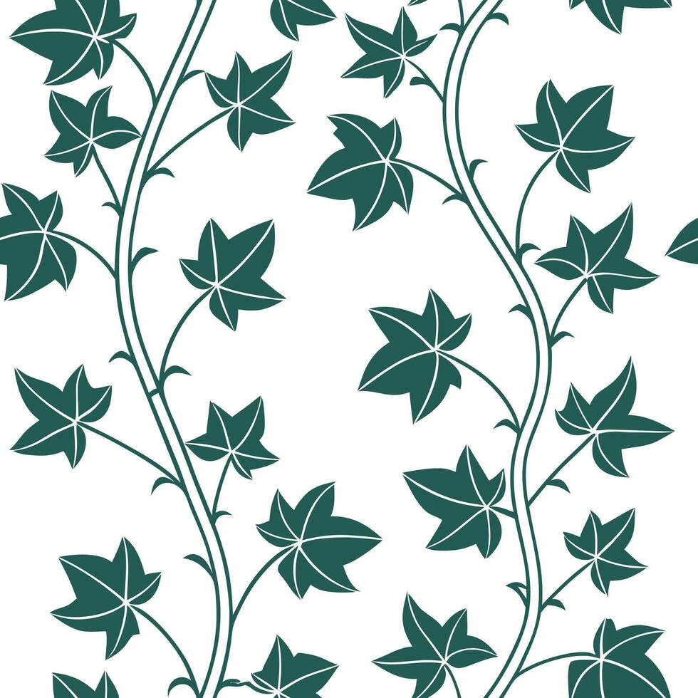 Elegant ivy seamless tiles pattern with cascading vines and subtle green accents on white background ideal for luxurious bathrooms concept as Cascading ivy vines and subtle green ac flat vector