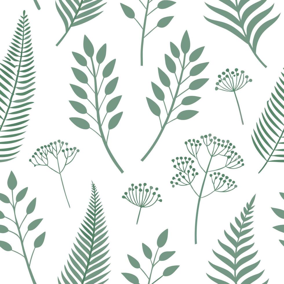 Elegant spring moss and fern seamless tiles pattern with soft green hues and nature inspired motifs concept as Soft green moss and ferns with nature inspired motifs create an elegan flat vector