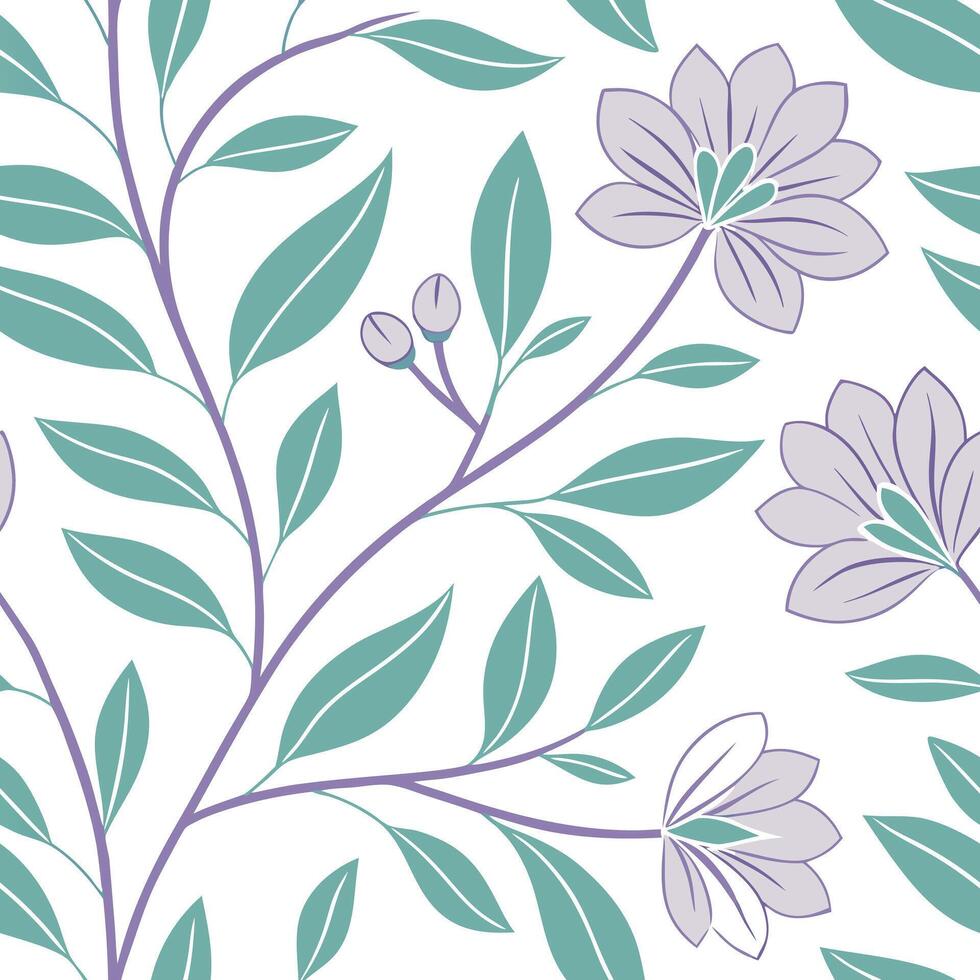 Elegant spring pastels seamless pattern with lavender and mint for tranquil home interiors concept as Soft lavender and mint tones arranged seamlessly for a tranquil spring pastel flat vector