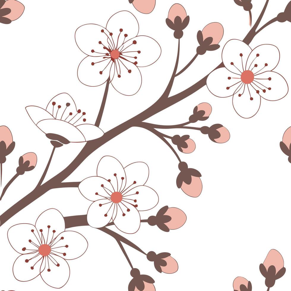 Elegant spring seamless tiles pattern with soft blossoms and pastel shades for gentle spaces concept as Soft and elegant spring blossoms arranged in a seamless pattern with pastel s flat vector