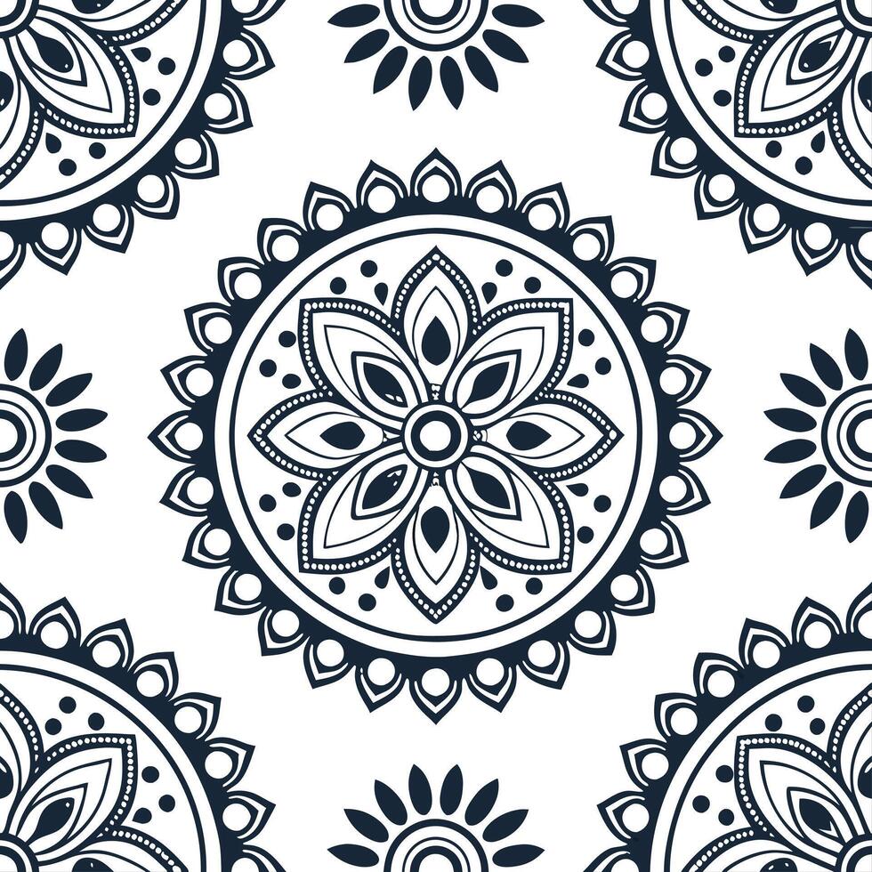 Elegant vintage medallion seamless tiless intricate designs on white background ideal for sophisticated interiors concept as Designing elegant seamless tiles with intricate vintage m flat vector
