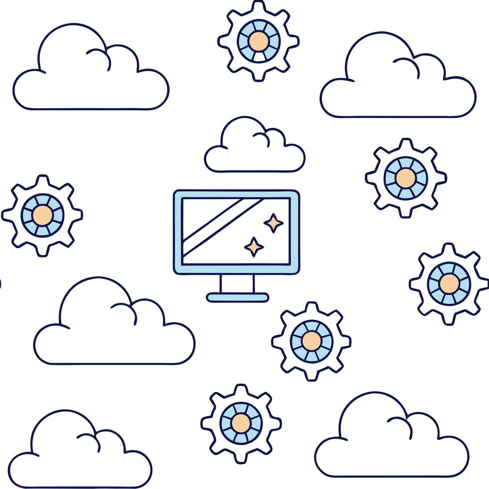 ERP on cloud and software and collaboration concept as Cloud based ERP software facilitates seamless collaboration among teams enhancing productivity and communication in Photo S flat vector