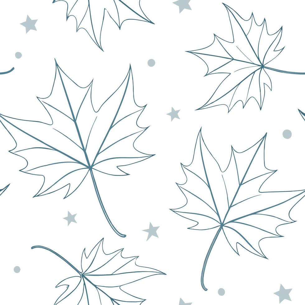 Ethereal maple leaves seamless pattern with light tones and airy elements on white background concept as Light toned ethereal maple leaves with airy elements creating a dreamy seam flat vector