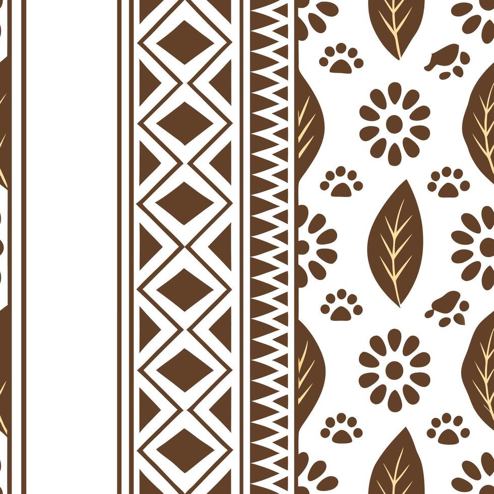 Ethnic patterns seamless design with animal prints and tribal symbols for an earthy wild inspired aesthetic concept as Tribal animal prints and ethnic symbols ideal for an earthy w flat vector