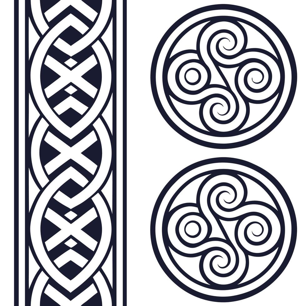 Explore seamlessestiles pattern using Celtic cultural influences featuring knotwork spirals and traditional symbols concept as Integrate ancient Celtic art into modern tiles designs flat vector