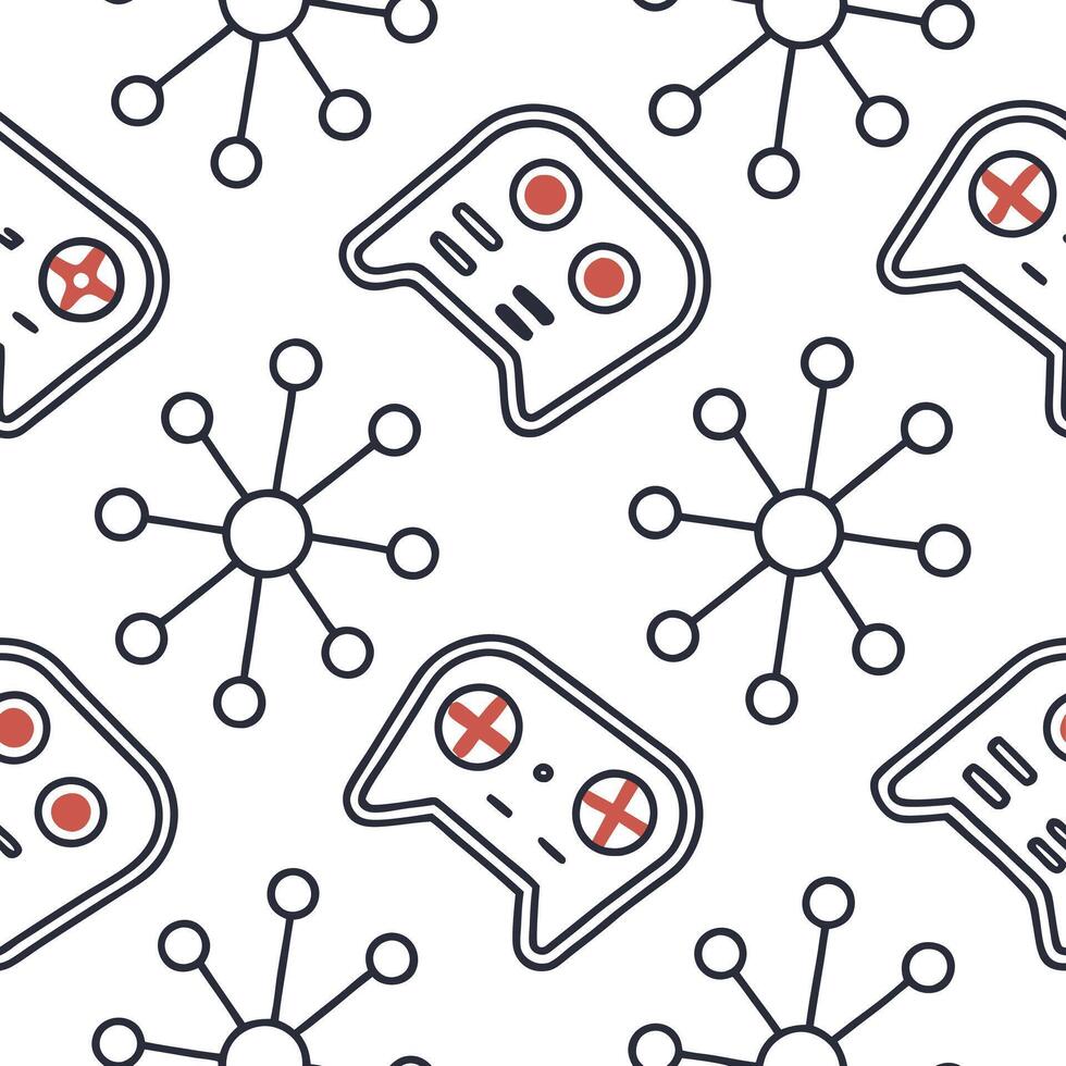 Flat Abstract seamless pattern with futuristic cyber elements and digital circuitry integrated into tiled arrays with isolated whitebalance for urban tech style concept as Digital flat vector