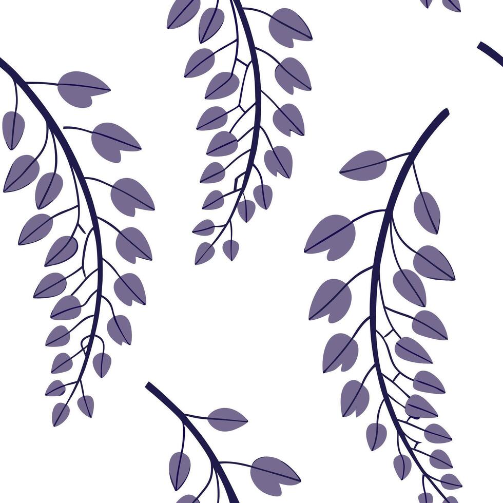 Flat Abstract wisteria stems seamless tile pattern artistic isolated white background ideal for creative projects posters wallpapers digital media concept as Abstract wisteria stem flat vector