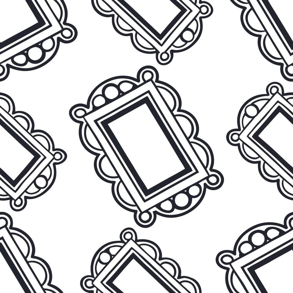 Flat Antique ornate frame seamless tile pattern featuring elaborate details and vintage charm concept as Elaborate antique ornate frames create seamless tile patterns exuding vinta flat vector