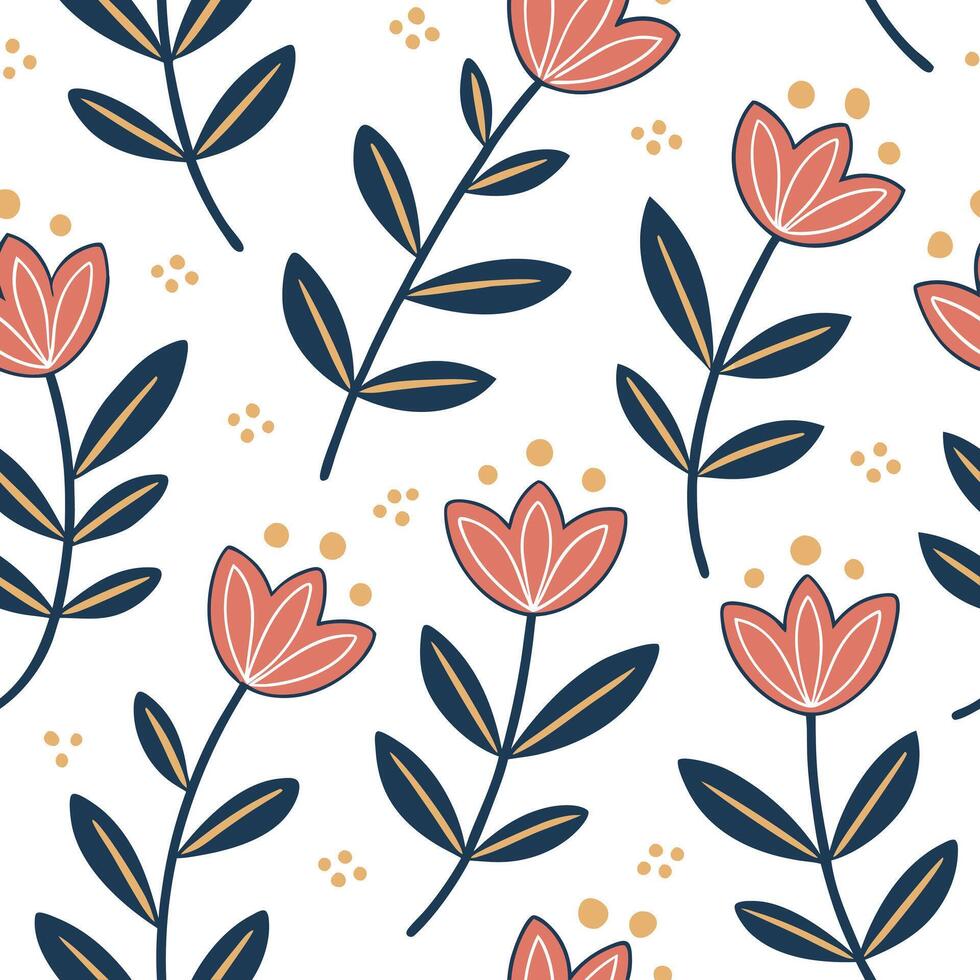 Flat Art Deco garden flowers seamless tile pattern with geometric floral shapes and gold accents for luxurious interiors concept as Geometric floral shapes with gold accents create flat vector