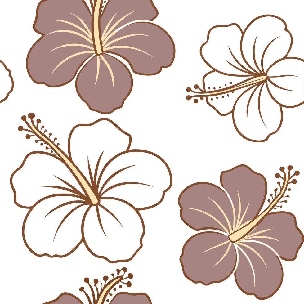 Flat Art Deco hibiscus seamless tile pattern with symmetrical hibiscus motifs and gold accents for glamorous interiors concept as Symmetrical hibiscus motifs with gold accents crea flat vector