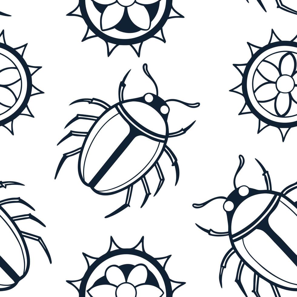 Flat Artistic seamless pattern of futuristic designs in tiled format blending abstract digital elements and crisp isolated whitebalance for contemporary appeal concept as Abstract flat vector
