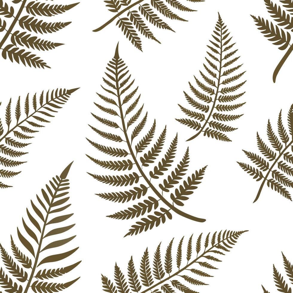 Flat Art Nouveau fern seamless tile pattern with flowing fern vines and intricate leaf details in emerald green tones for artistic interiors concept as Flowing fern vines and intri flat Set 5 vector