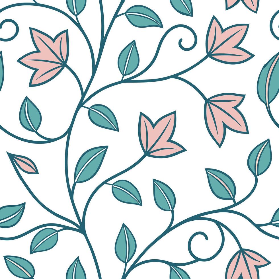 Flat Art Nouveau vine seamless tile pattern with flowing lines and pastel colors ideal for elegant dining rooms concept as Flowing lines and pastel colors create Art Nouveau vine s flat vector