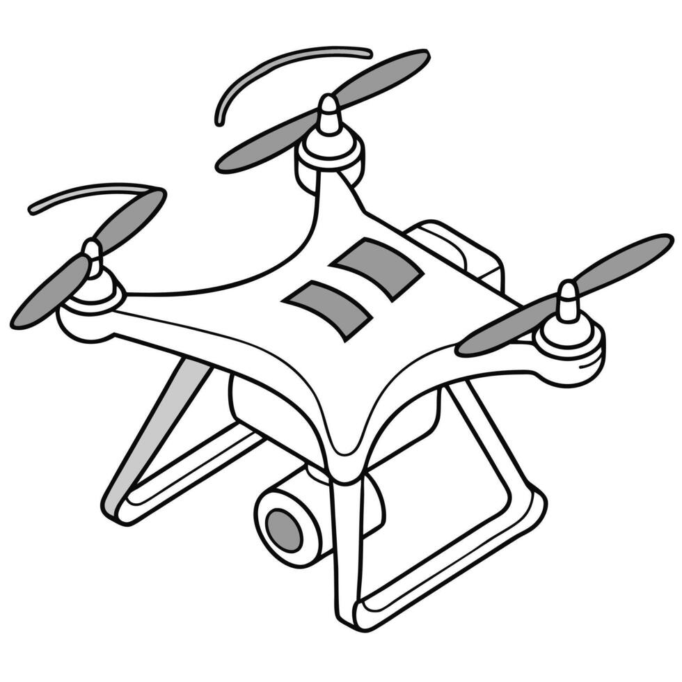 Flat Autonomous Personal Drone Assistant concept as A macro shot of a personal drone hovering and displaying a holographic interface The camera focuses on the drones advanced feat flat vector