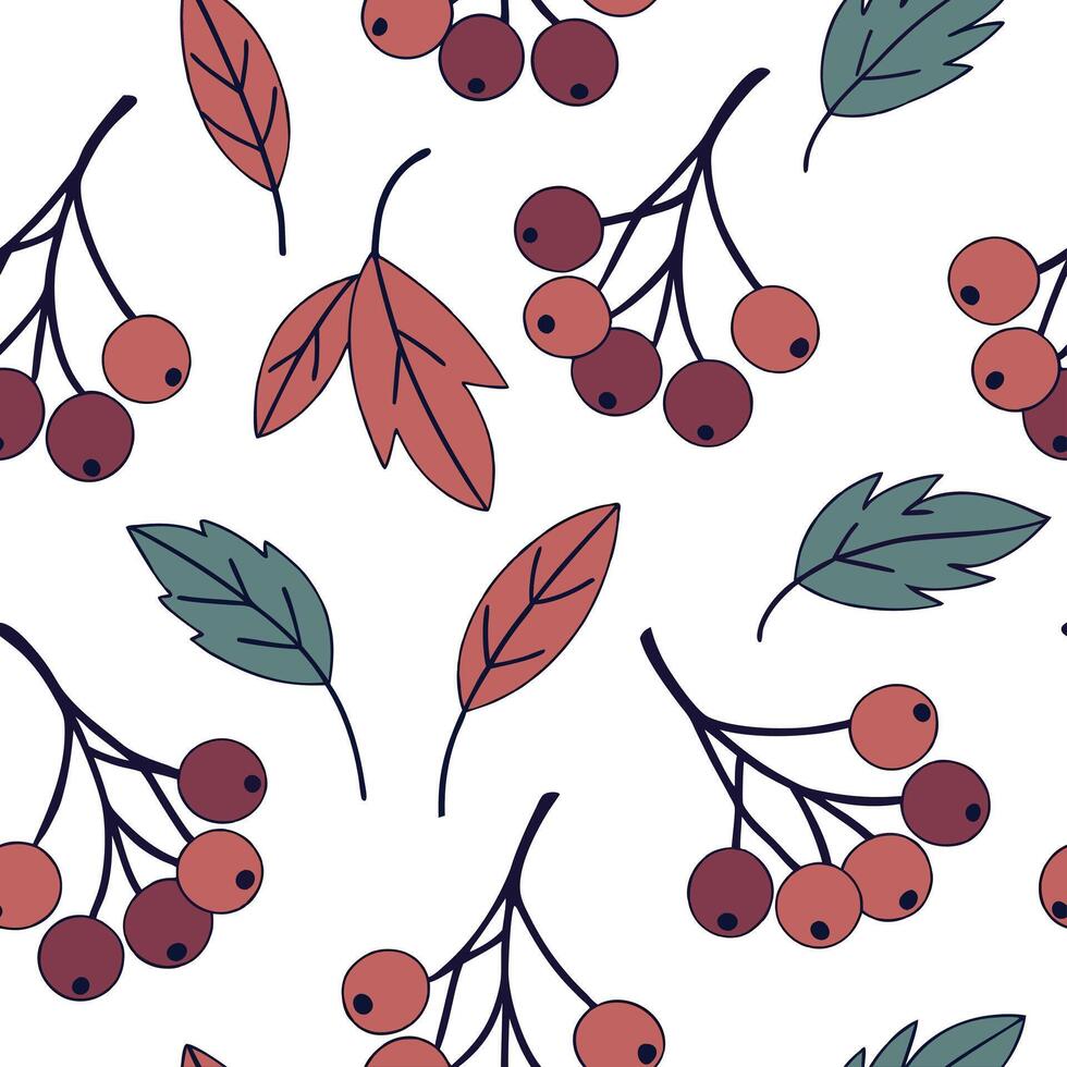 Flat Autumn berries seamless tile pattern with rich reds purples and earthy tones concept as Rich red purple and earthy toned autumn berries create a vibrant seamless tile pattern flat vector