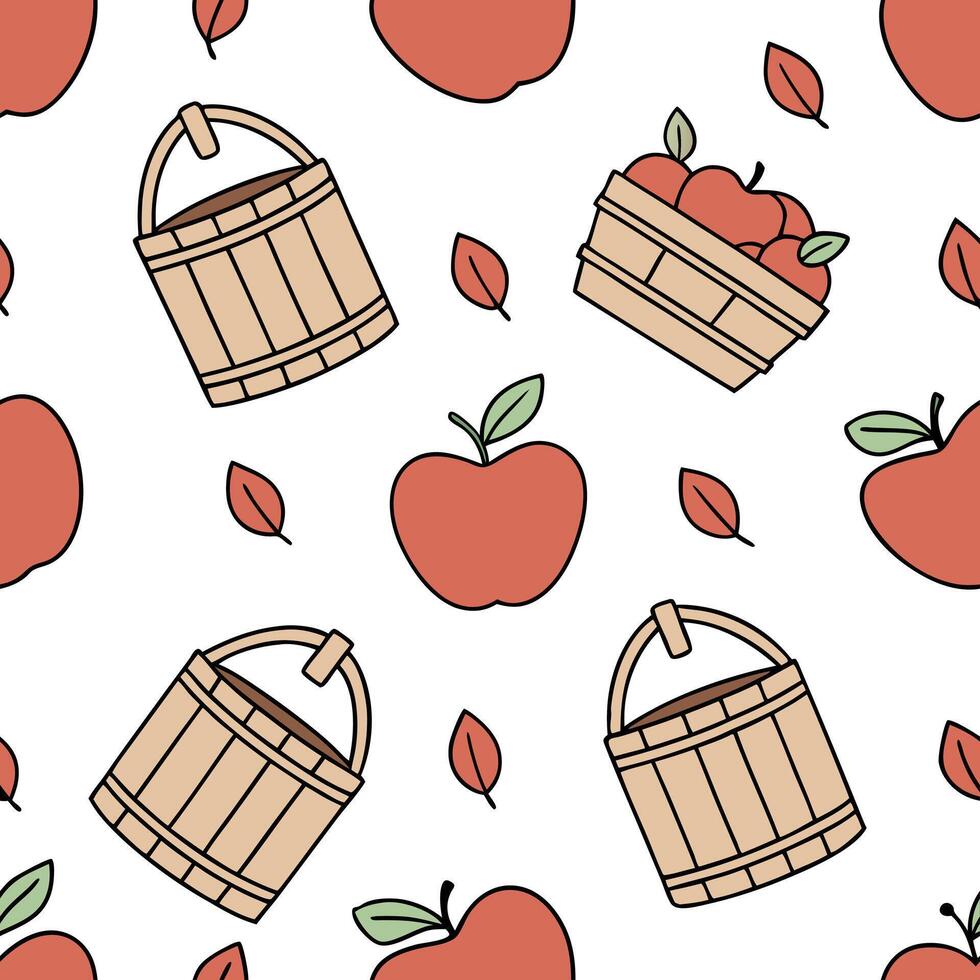 Flat Autumn harvest seamless pattern with pumpkins corn and hay bales for a festive harvest themed design concept as Festive autumn harvest pattern featuring pumpkins corn and hay flat vector