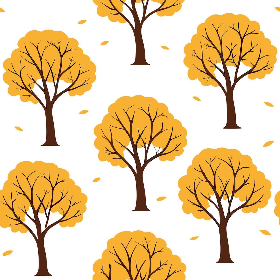 Flat Autumn trees seamless tile pattern with vibrant maple and oak leaves for warm home decor concept as Vibrant maple and oak leaves arranged seamlessly to create warm and invitin flat Set 6 vector
