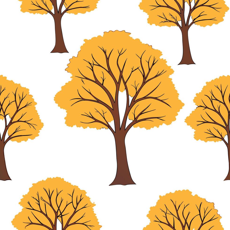 Flat Autumn trees seamless tile pattern with vibrant maple and oak leaves for warm home decor concept as Vibrant maple and oak leaves arranged seamlessly to create warm and invitin flat Set 3 vector