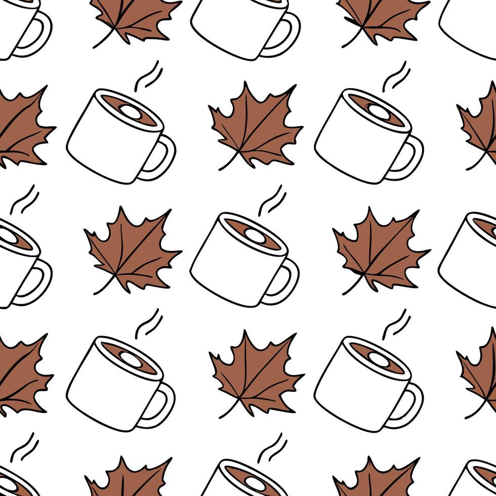 Flat Autumn warmth seamless tile pattern with cozy blankets and golden maple leaves for inviting home decor concept as Cozy blankets and golden maple leaves arranged seamlessly to flat Set 15 vector