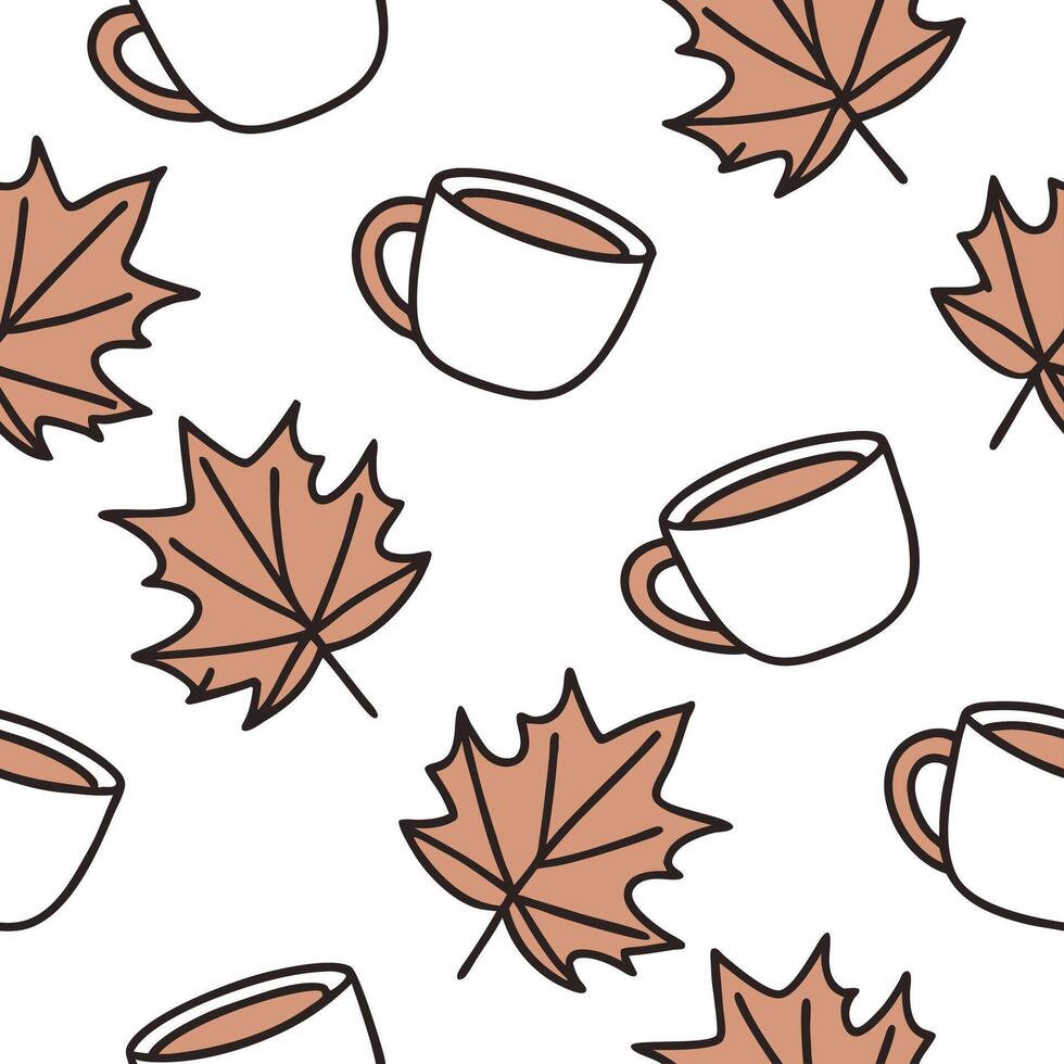 Flat Autumn warmth seamless tile pattern with cozy blankets and golden maple leaves for inviting home decor concept as Cozy blankets and golden maple leaves arranged seamlessly to flat Set 14 vector