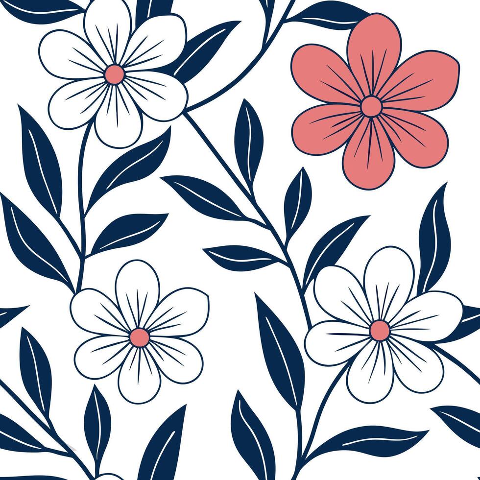 Flat Bold summer flowers seamless pattern with oversized blooms and contrasting colors for dramatic designs concept as Dramatic summer flowers pattern with oversized blooms and bol flat Set 2 vector