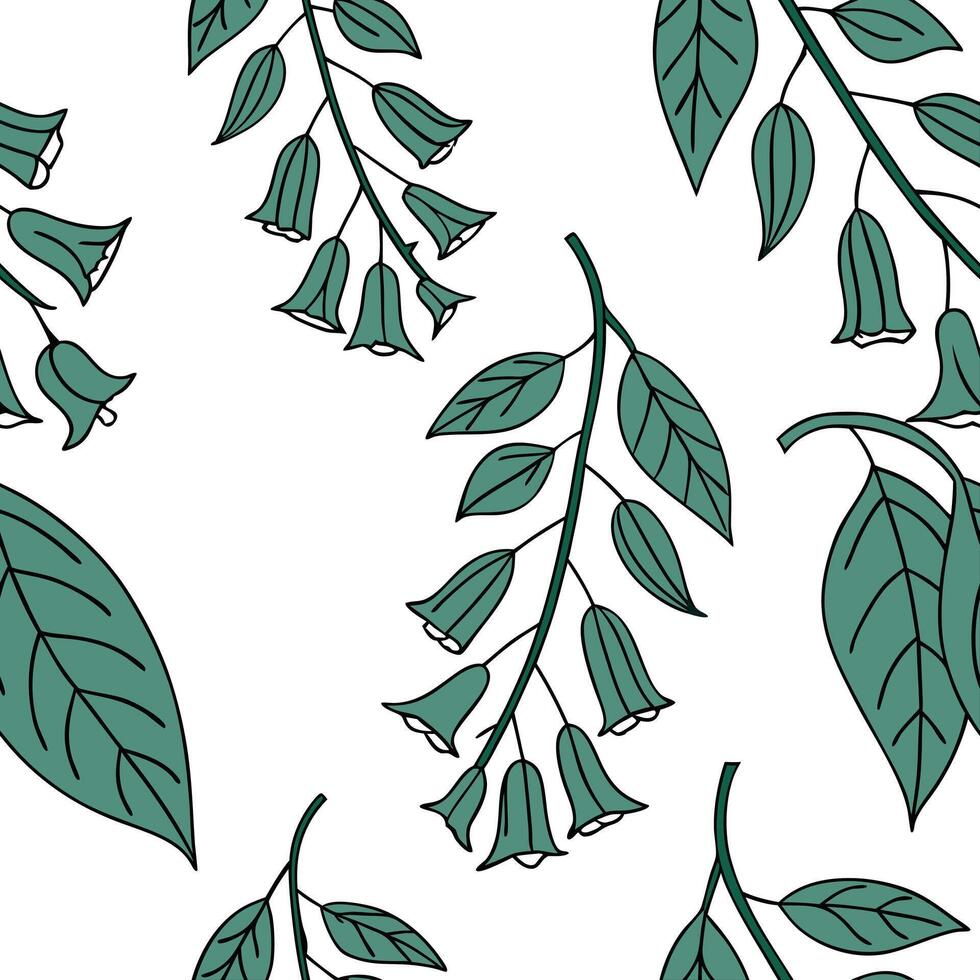 Flat Botanical foxglove leaves seamless tile pattern lush isolated white background perfect for spring textiles branding packaging concept as Botanical foxglove leaves seamless pat flat vector