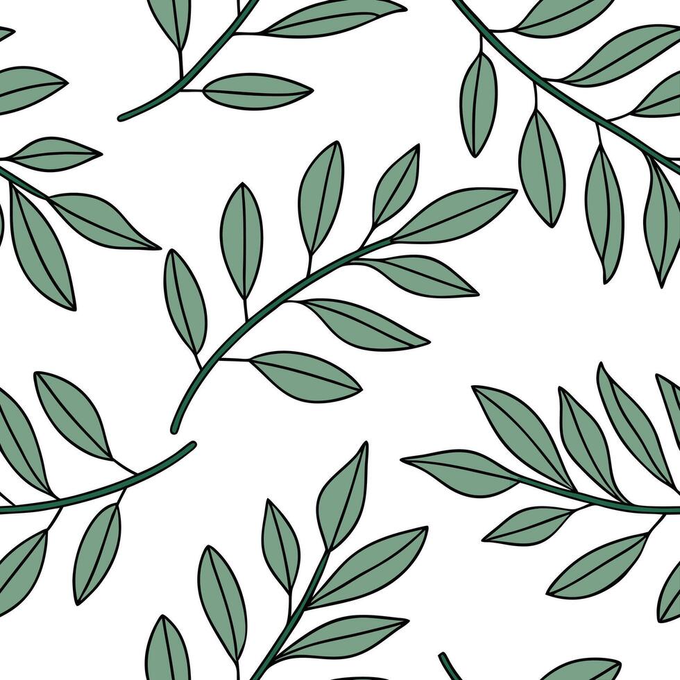 Flat Botanical snapdragon leaves seamless tile pattern lush isolated white background perfect for spring textiles branding packaging concept as Botanical snapdragon leaves seamless flat vector