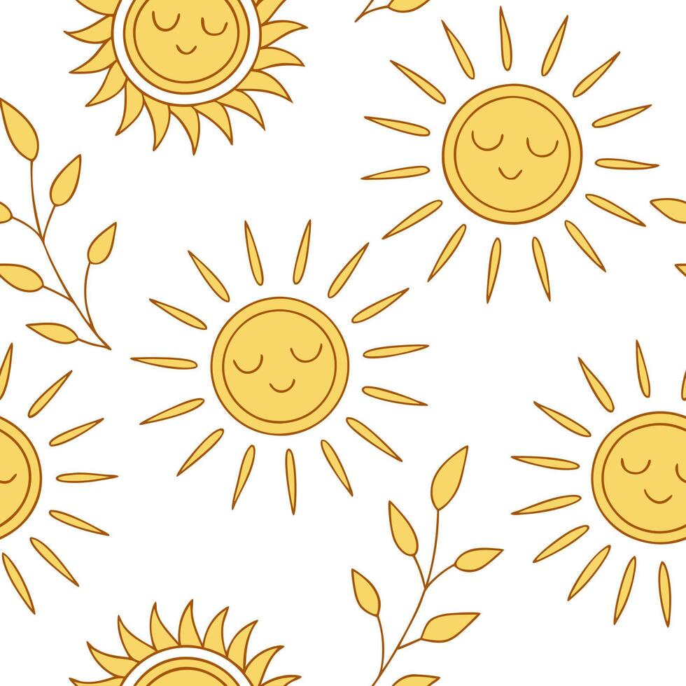 Flat Bright spring sunshine seamless tile pattern with golden rays soft gradients and a warm cheerful atmosphere concept as Golden rays and soft gradients of spring sunshine create flat vector
