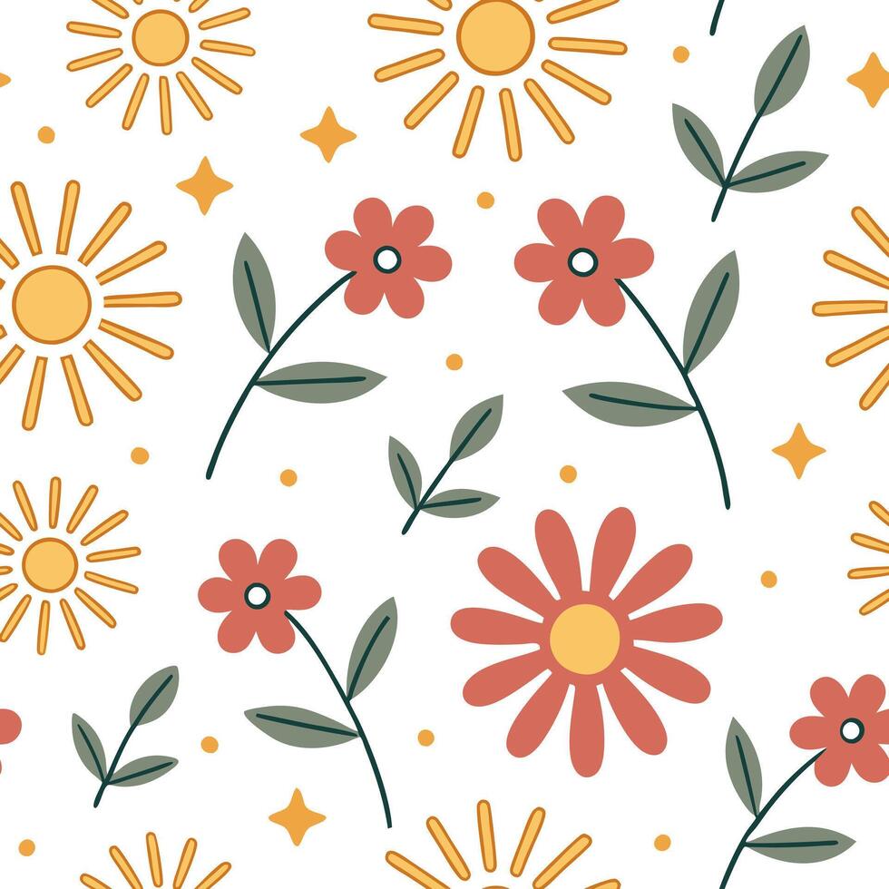 Flat Bright summer seamless pattern with vibrant sun rays and clear blue skies perfect for energetic outdoor themes concept as Energetic summer pattern with sun rays and bright blu flat vector