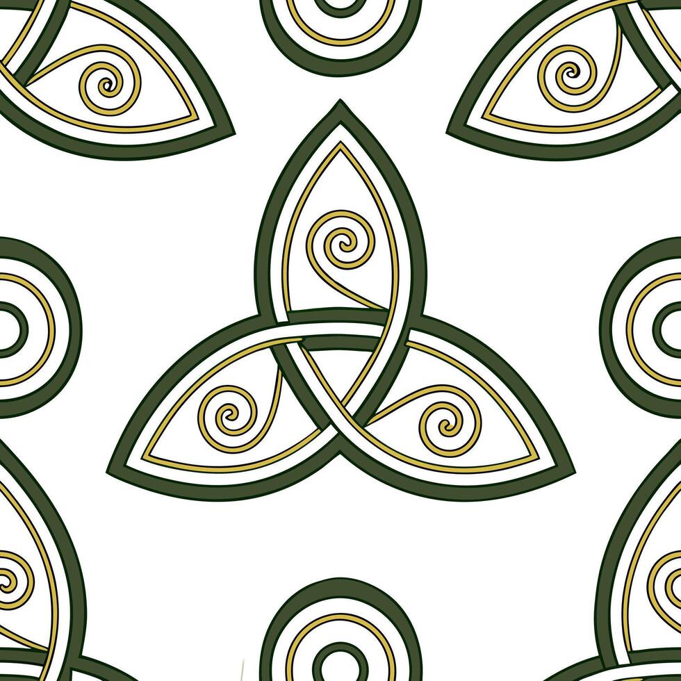 Flat Celtic knots and spirals seamless tile pattern with rich earthy tones and intricate designs concept as Rich earthy tones highlight Celtic knots intertwined with spirals in sea flat vector