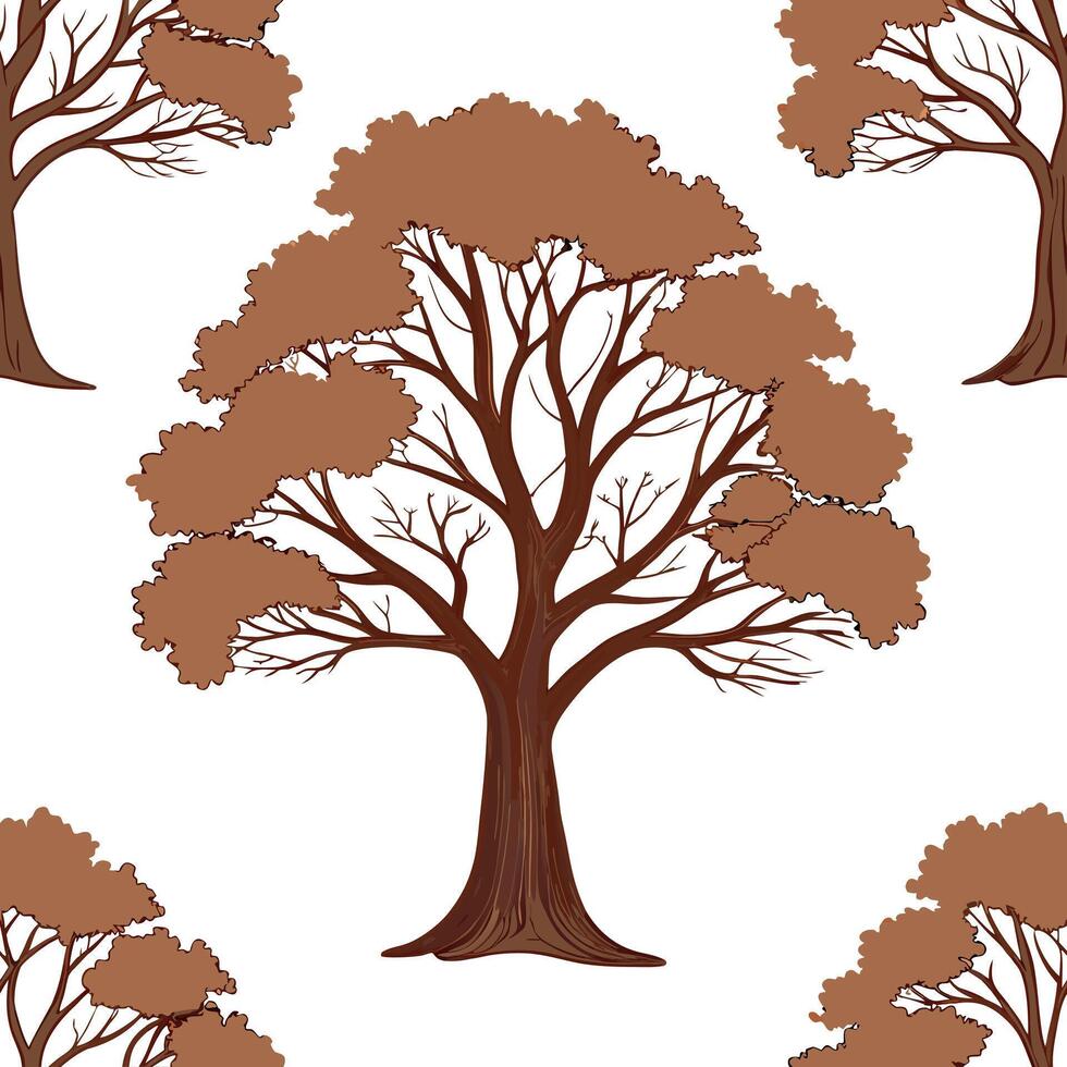 Flat Classic autumn trees seamless tile pattern with maple and pine trees for timeless fall decor concept as Maple and pine trees arranged seamlessly in classic autumn colors for t flat Set 2 vector