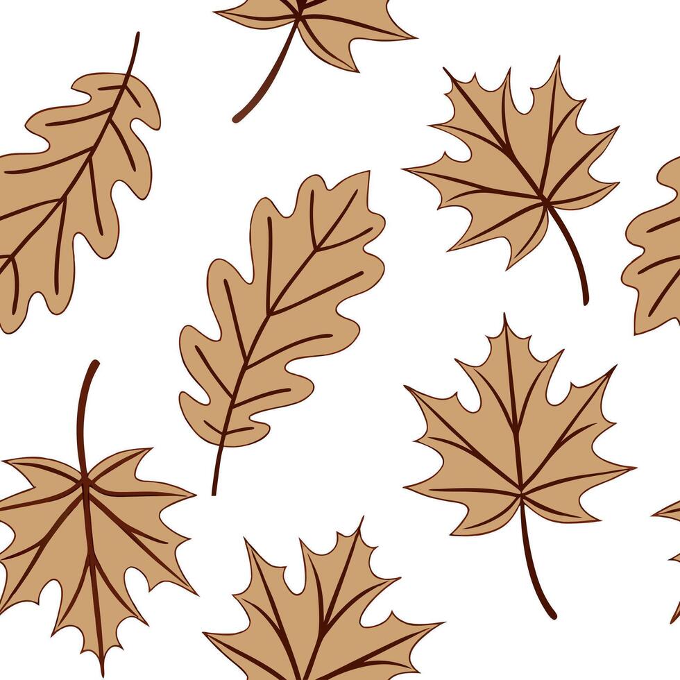Flat Classic autumn leaves seamless tile pattern with chestnut and oak leaves for timeless fall home decor concept as Chestnut and oak leaves arranged seamlessly in classic autumn flat vector
