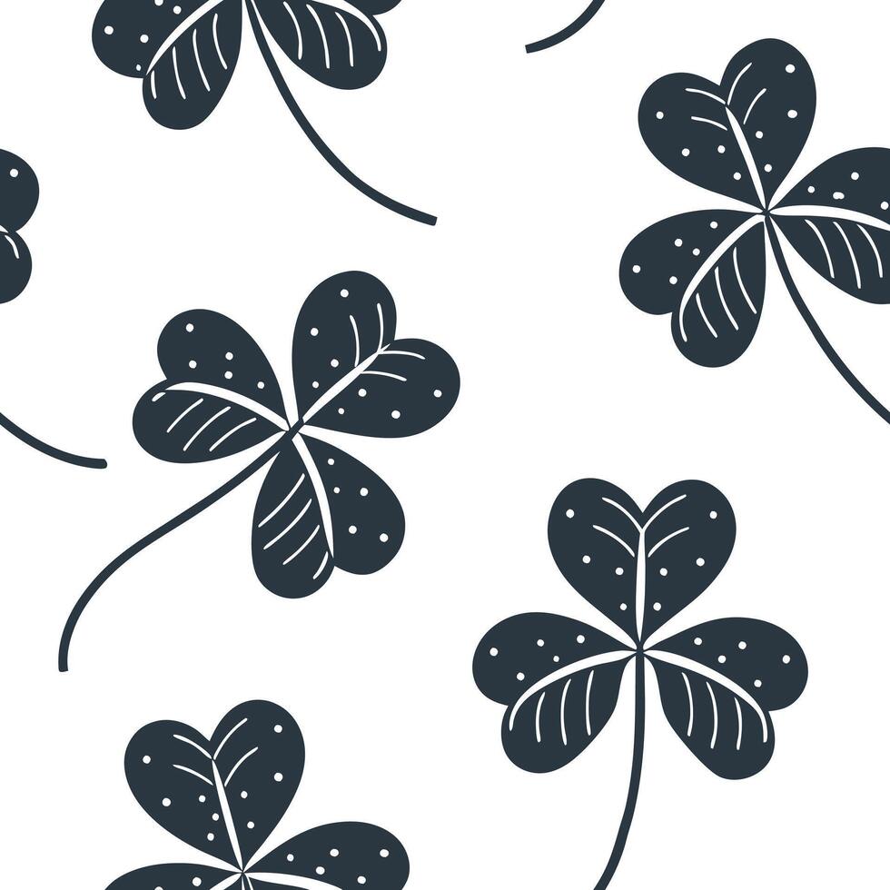 Flat Classic embroidered clover seamless pattern with textured details on white concept as Textured embroidered style clovers creating a classic seamless pattern ideal for traditio flat Set 2 vector