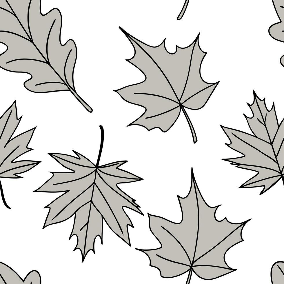 Flat Classic summer leaves seamless pattern with oak and maple leaves for traditional summer aesthetics concept as Traditional oak and maple leaves arranged seamlessly for a classi flat vector