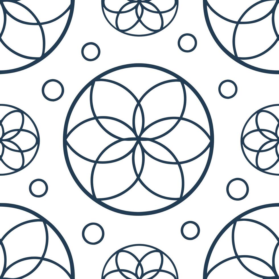 Flat Clean circles tile pattern with uniform shape alignment on white background emphasizing balance and harmony concept as Uniformly aligned circles forming a balanced seamless pa flat vector
