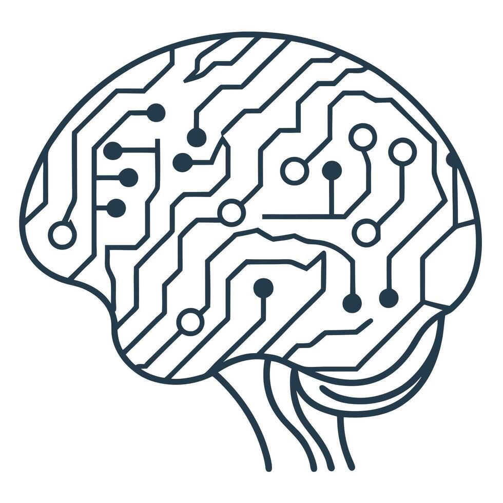 Flat Close up of human neural network blending with circuit board concept as A macro image showing a human neural network merging seamlessly with a circuit board symbolizing the in flat vector
