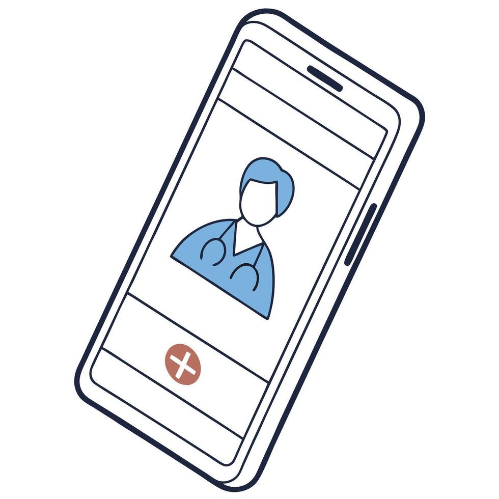 Flat Close up of telemedicine mobile app interface copy space concept as Close up of a telemedicine mobile app interface on a smartphone showcasing user friendly design and seamles flat vector